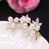 Pearl Flower Stylish Zircon Pearl Leaf Corsage Flower Chest For Entrance Gifts for Comes with Gift Case Brooch, Decoration, Graduations, Ceremonies,