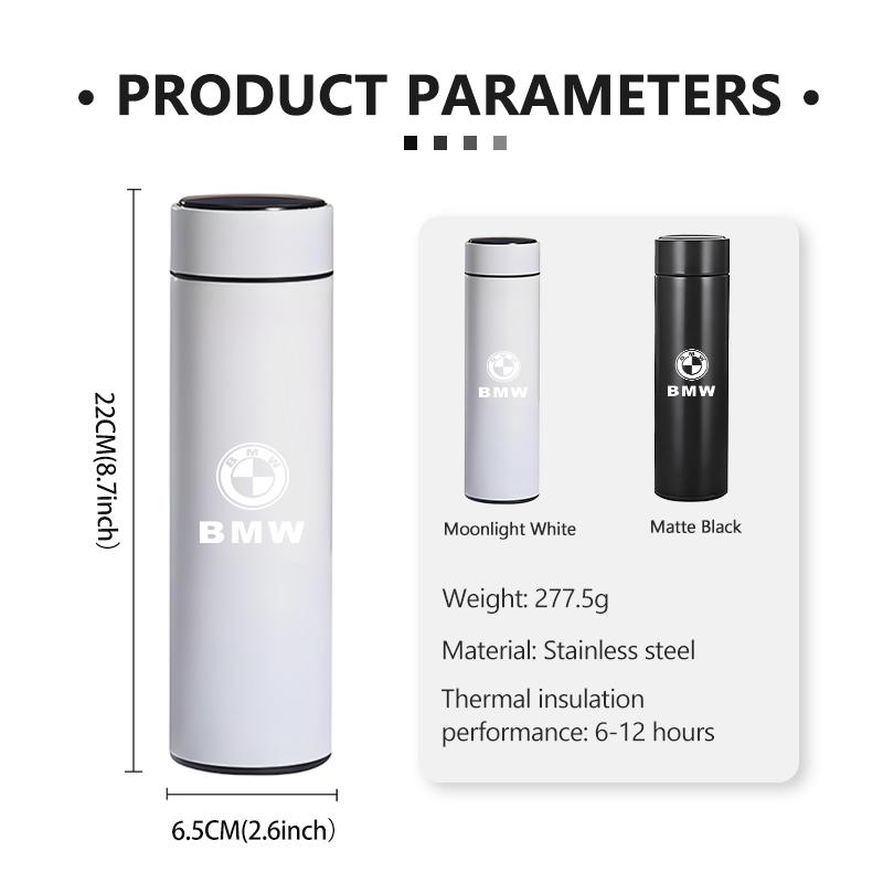 WSQK5 Car Stainless Thermos Bottle Temperature Display Thermos Cup For BMW M Performance E36 E46 E60 E90 E91 E92 E93 F30 F20