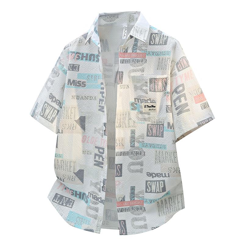 

Summer Letter Printed Shirt Short Sleeved Men s Short Sleeved Shirt Jacket XL червоний