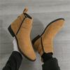 Winter Designer New Men's Pointed Belt Buckle Suede Leather Casual Chelsea Ankle Boot High Top Monk Strap Shoes Zapatos Hombre