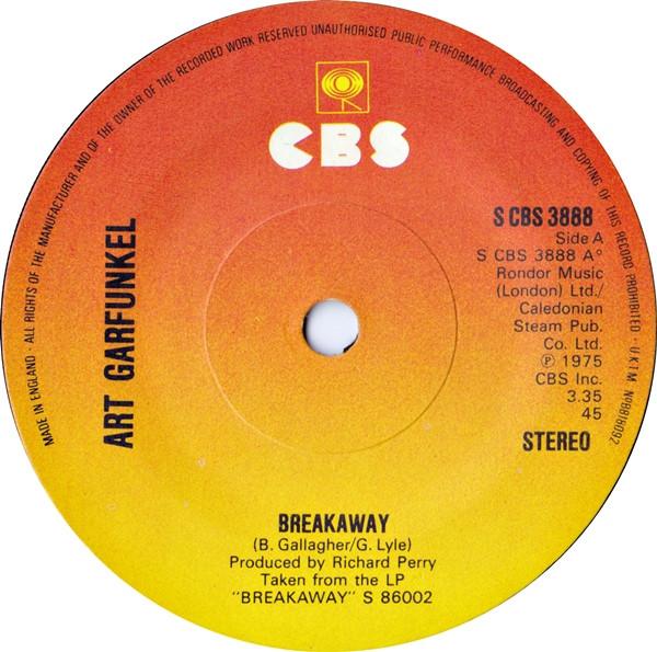 

7inch Record ART GARFUNKEL - Breakaway SCBS3888 CBS 1976 UK Folk Used