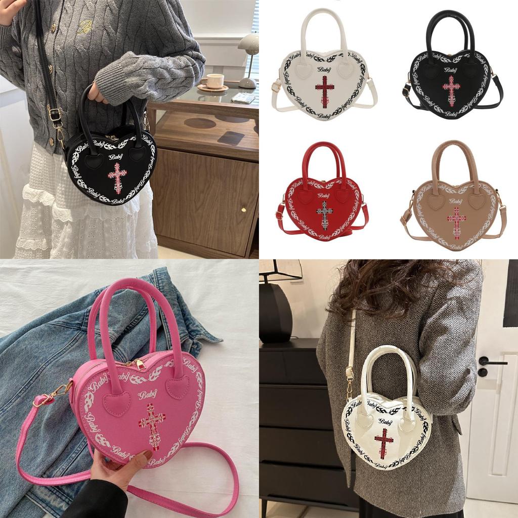 Trendy Heart-shaped Handbag For Women Street Style Versatile Fashion Pu Bag