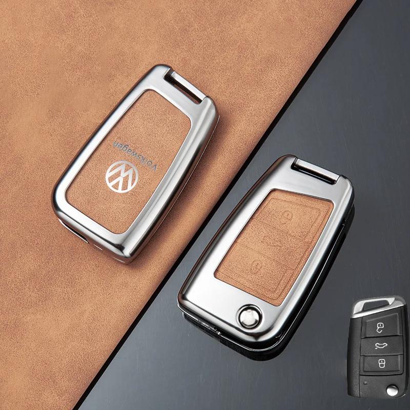 2025 Hot Zinc Alloy Car Remote Key Case Full Cover Shell For VW Volkswagen Golf 7 MK7 Tiguan MK2 T-roc T-cross Auto Keychain Acc