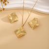 Exquisite Irregular Geometric Leaf Texture Jewelry Set: Love Earrings & Necklace
