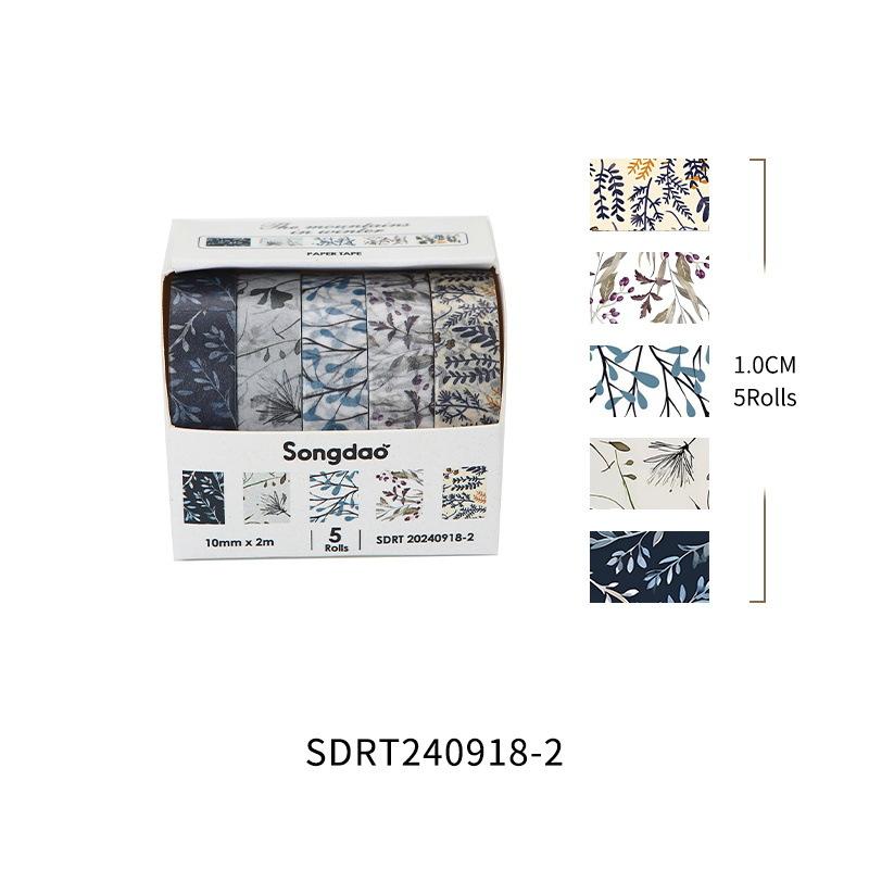5 Rollen/Set Winterberg-Serie Blumen Washi Tape Saisonale Blumen Blätter Dekorativ Schnee Masking Tapes für Kunst DIY