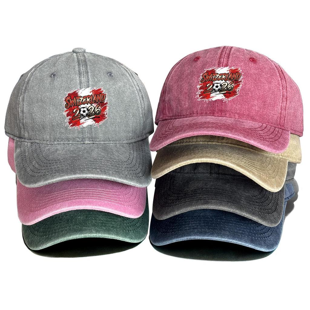 Baseball Cap With 2026 Football Soccer "SWITZERLAND" Flag Printed , Adjustable Sun Hat Stylish Fashion Simple Headwear Sports Hat