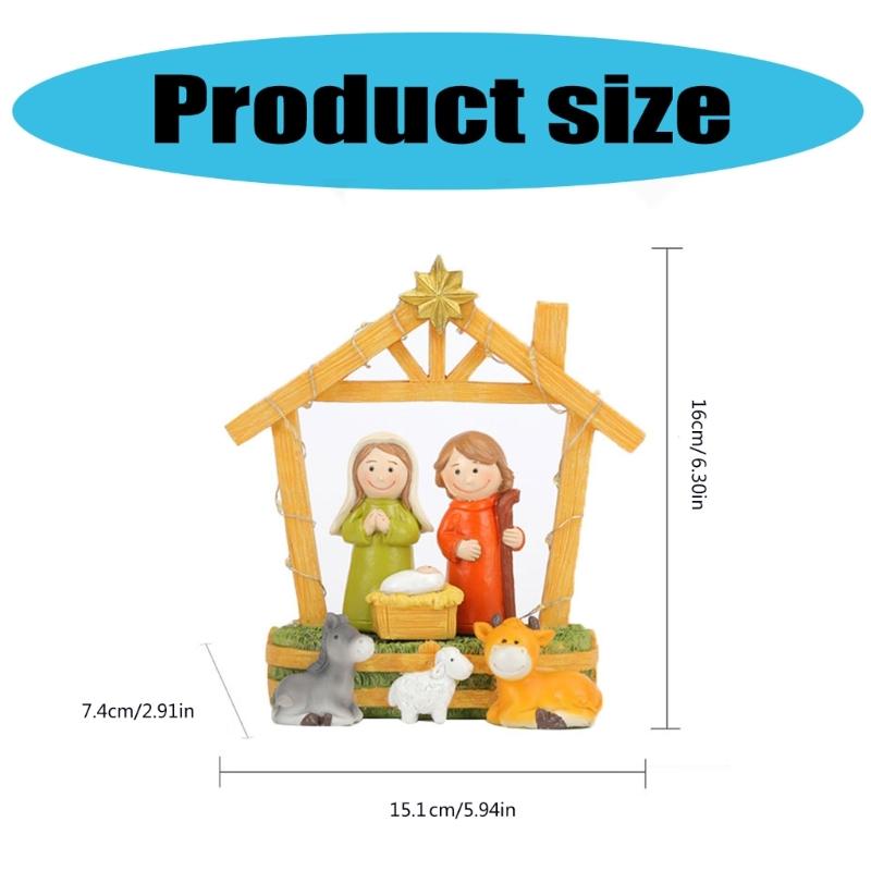 LED Lighted Traditional Christmas Nativity Scene Ornament Set Resins Figurines for Home Table and Fireplaces Decoration