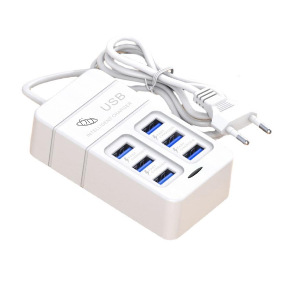 6-in-1 Surge Protector 6-Outlet Extender with 3 USB & 3 Type C Ports Power Strip Multi Plug Outlets Wall Adapter Spaced for Home