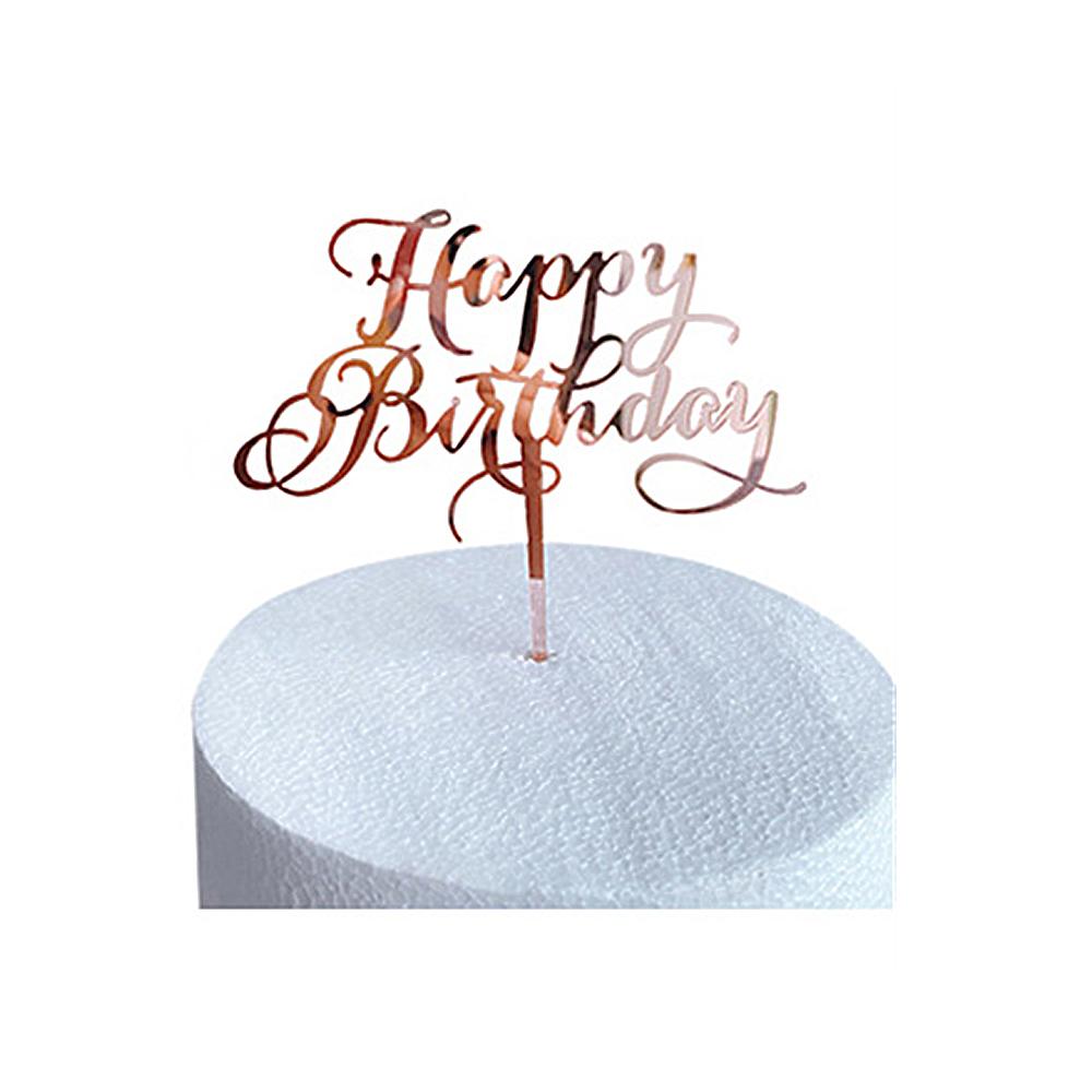 Happy Birthday Cake Topper Cake Acrylic Rose Gold Topper Birthday Party Decoration