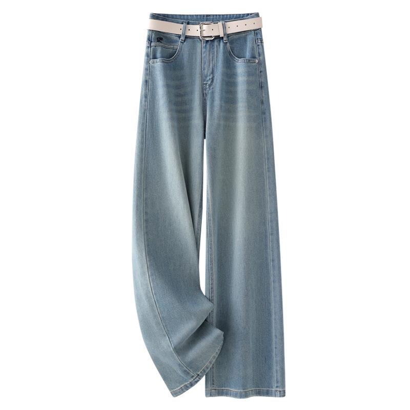 

Women s 2025 Light Retro High-Waisted Wide-Leg Jeans 2XL синий