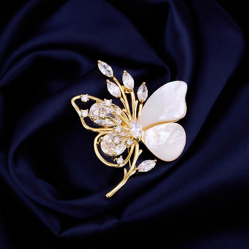 

New Micro Inlaid Zircon Brooches Elegant Osmanthus Peony and High-end Niche Design Corsage Temperament Pin for Women золотой
