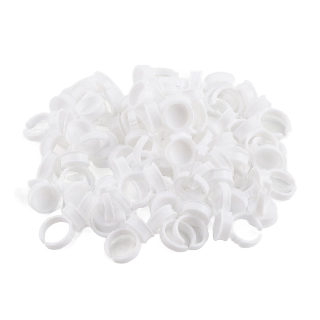 100pcs Disposable Glue Ring Pallet Holder for Eyelash Extension White Plastic Glue Pallet Tatto