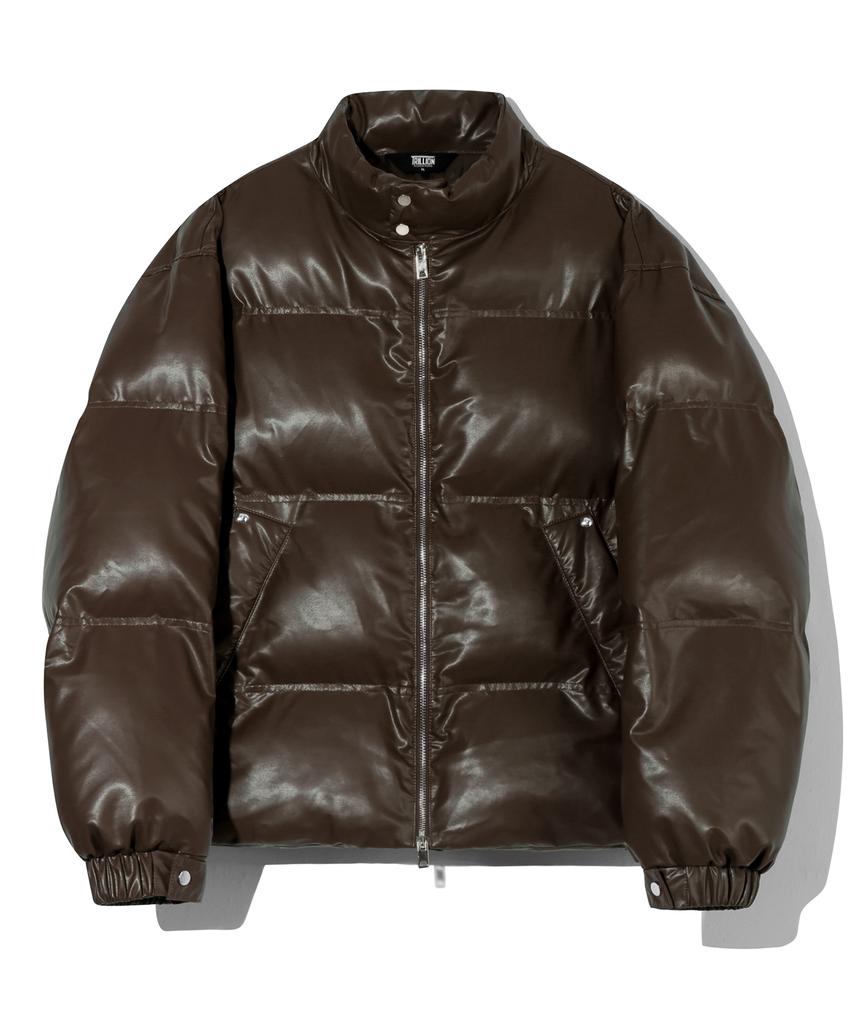 Trillion Biker Vegan Leather Short Padded Jacket (Brown)