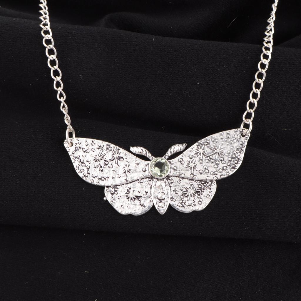 Green Amethyst Gemstone 925 Sterling Silver Women Gift Jewelry Boho Pendant0.7" CP-35-17