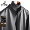 Futing Men's Genuine Goatskin Leather Stand Collar Jacket