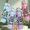 1PC Each Day Is A New Start Quote 750ml Color Plastic Sports Water Bottle Leakproof Flip Straw Lid Suitable for Sports Office Home Use