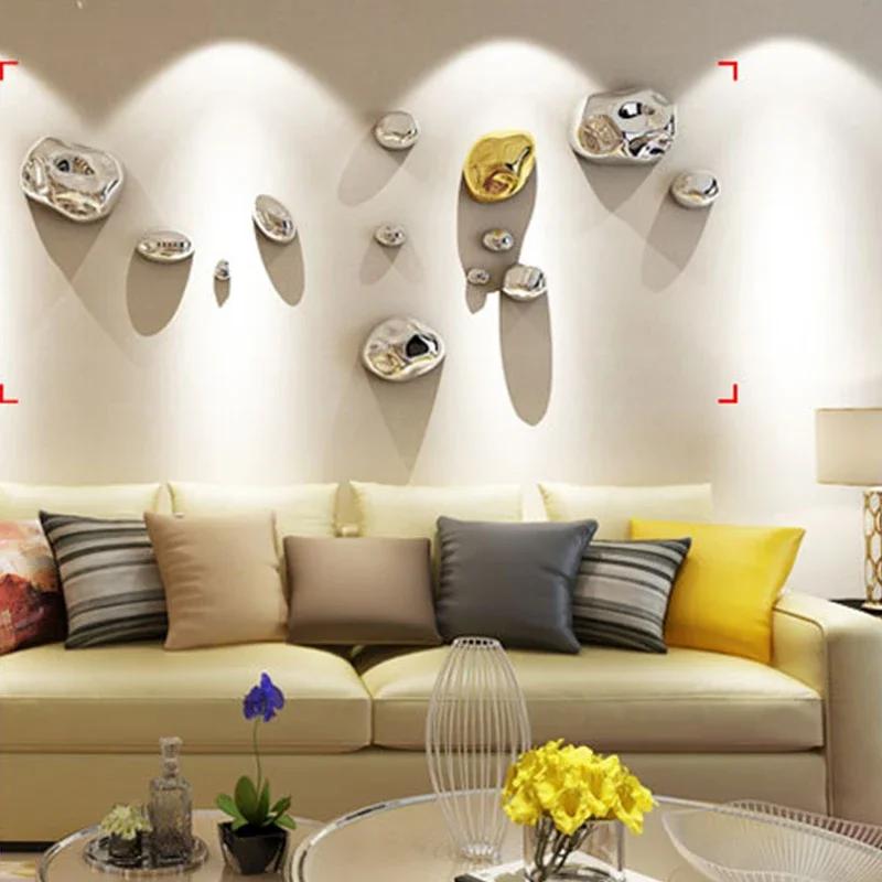 Pokovený simulovaný kamenný přívěsek Domov Moderní kamenné ozdoby Abstraktní dekorace Kreativní studio Pozadí Stěna Stereo závěsy