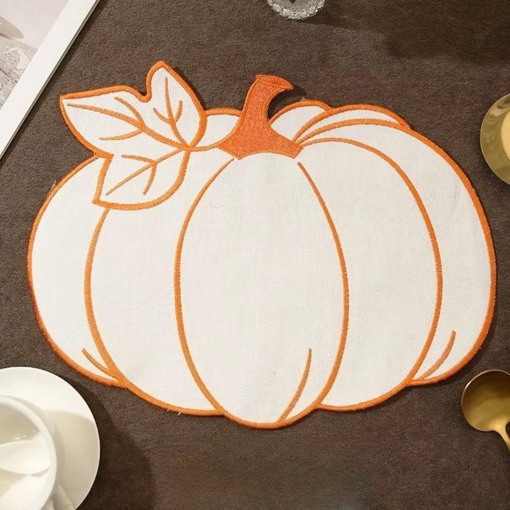 Heat Insulated Insulated Pad Embroidered Pumpkin Placemat Durable Dining Table Mat