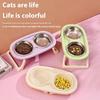 Stainless Steel Dog Bowl Foldable Cute Cat Bowl Double Bowl Leak-Proof Pet Bowl Cat And Dog Feeding Bowl Dog Rice Bowl