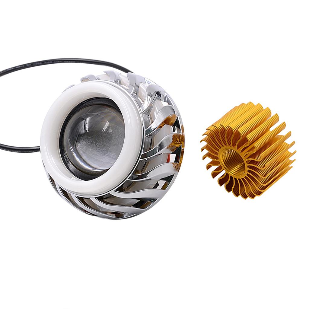 Kidonn 2X Bi-Headlight Projector Lens Light with LED Angel Devil Eye Headlight (Pink and Blue)