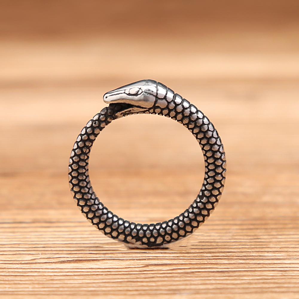 Vintage Simple Norse Ouroboros Rings For Men Women Stainless Steel Punk Biker Animal Snake Ring Fashion Jewelry Gifts