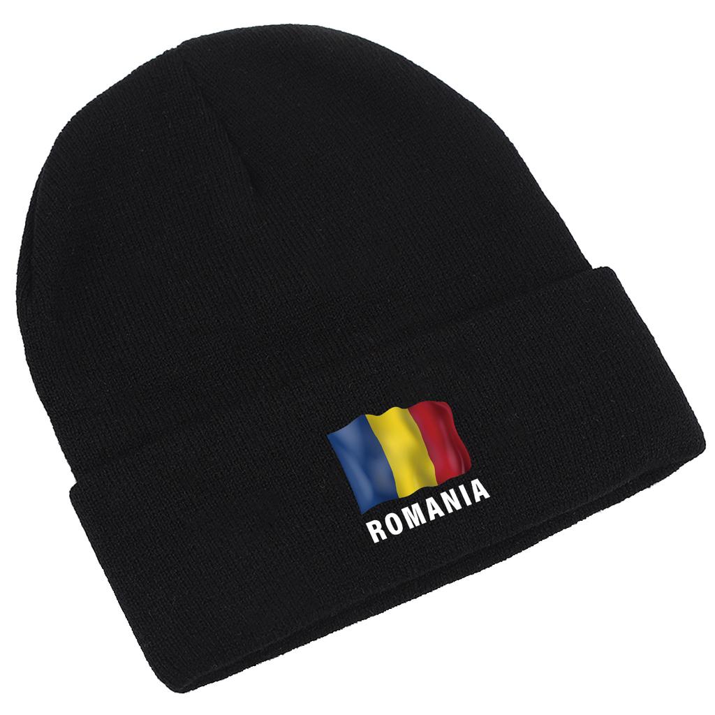 ROMANIA Flag Print Winter Hats Knitted Hat Beanie Man Cap Thermal Lightweight Knit Cap Beanie Perfect For Street Style