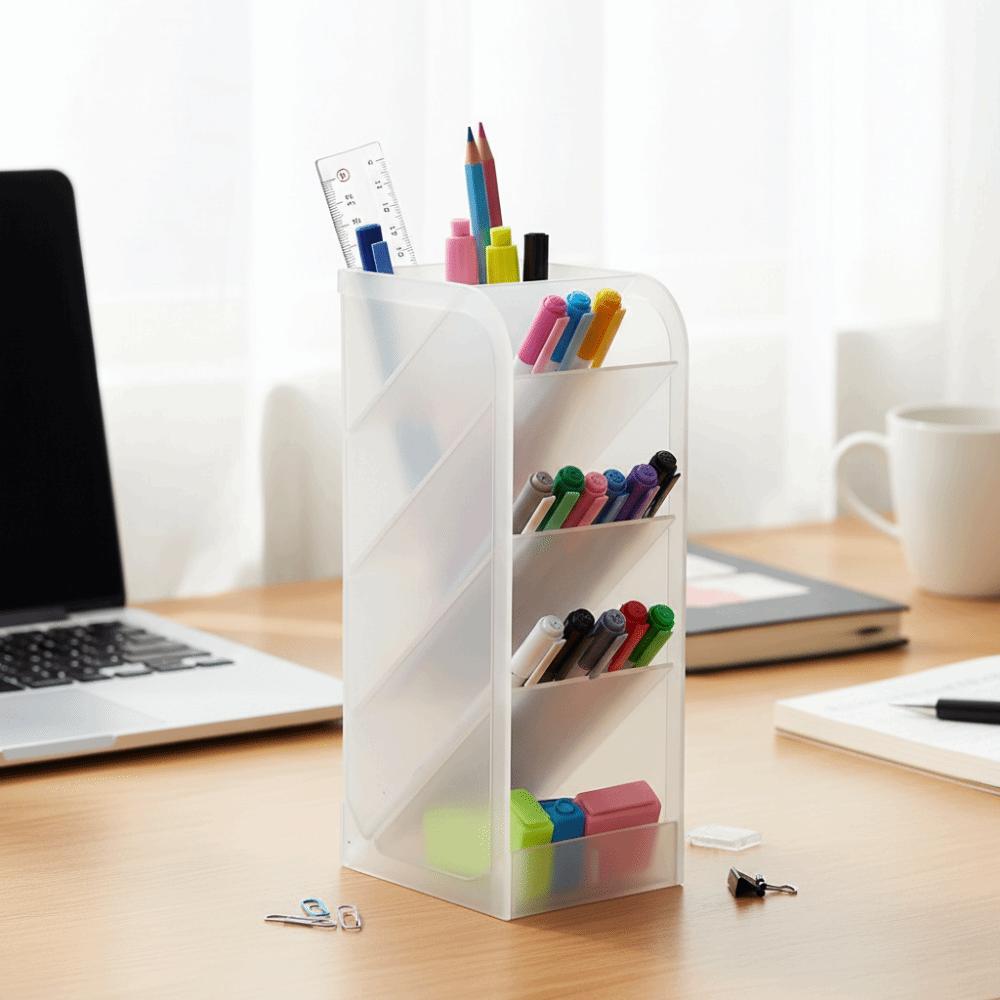 Plastic Material Plastic Pen Holder Oblique Insertion Type Desktop Organizer  Students