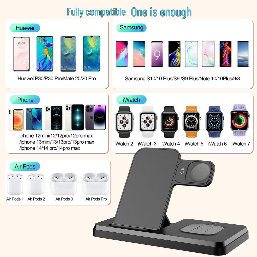 3-in-1 15W Wireless Charger for iPhone and Apple Watch
