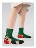 Kids' Seamless Cartoon Animal Color Block Mid-Calf Cotton Socks for Autumn & Winter Sports