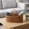 Woven Basket Arched Handle Rattan Brown Tray Organizer