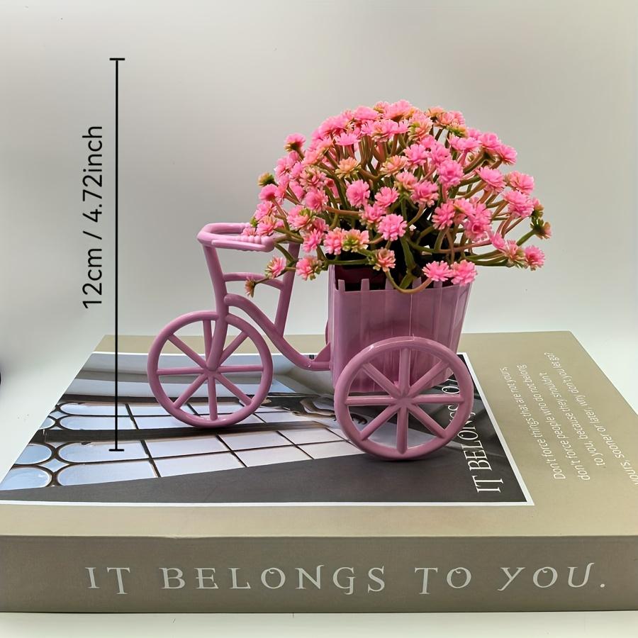 2pcs Mini Bike Pot Decor, Artificial Greenery for Desktop & Room, Cute Home/Office Ornament.