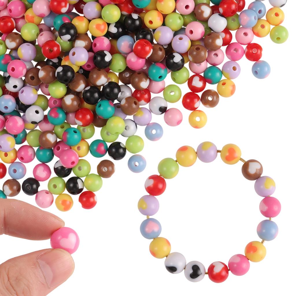 30/60PCS Acrylic Mixed Color Round Loose Beads for DIY KeyChains Jewelry Making Necklace Bracelet Accessory