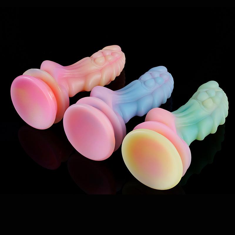 Luminous Dildo Anal Women Men Colourful Night Glow Dildo Penis Huge Dragon Monster Dildo Butt Plug Adult Sex Toy