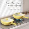 ZISIZ Small Square Ceramic Non-stick Frying Pan with Silicone Lid