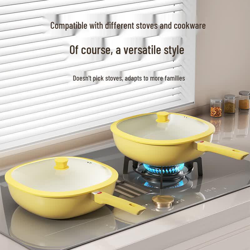 ZISIZ Small Square Ceramic Non-stick Frying Pan with Silicone Lid