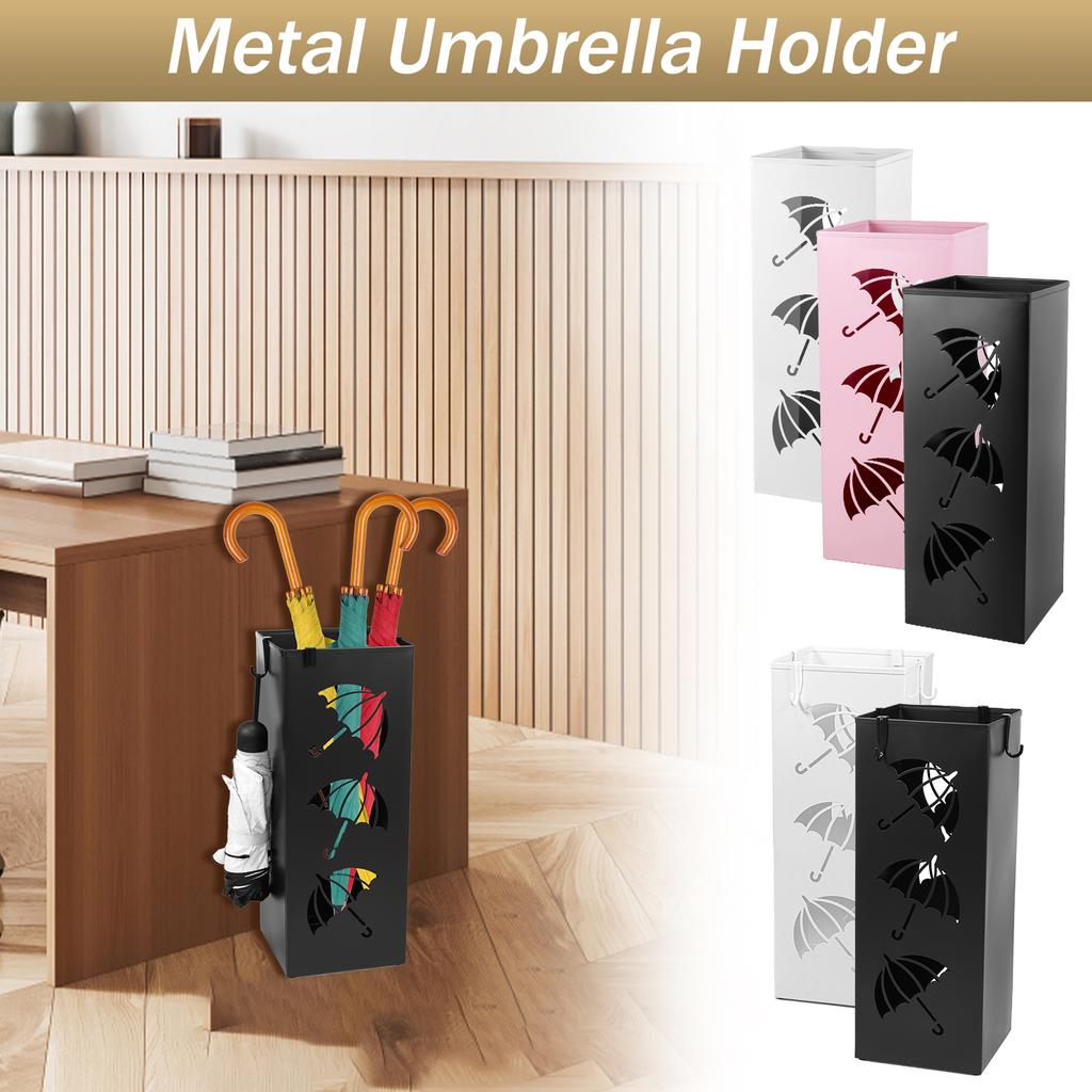 New Umbrella Holder Metal Hollow Out Stand Storage Bucket Freestanding Round Bin Waterproof Walking Sticks Rack