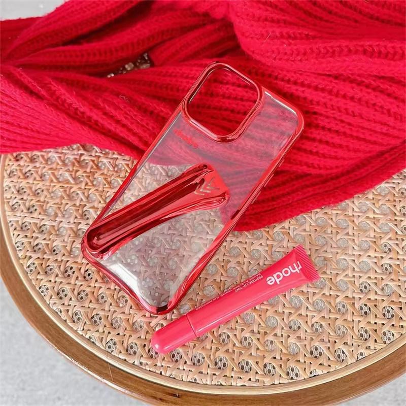 Luxury Plated Color Frame INS Lipstick Clear Case IPhone 16 15 14 13 12 11 Pro Max Portable Lip Gloss Holder Cover