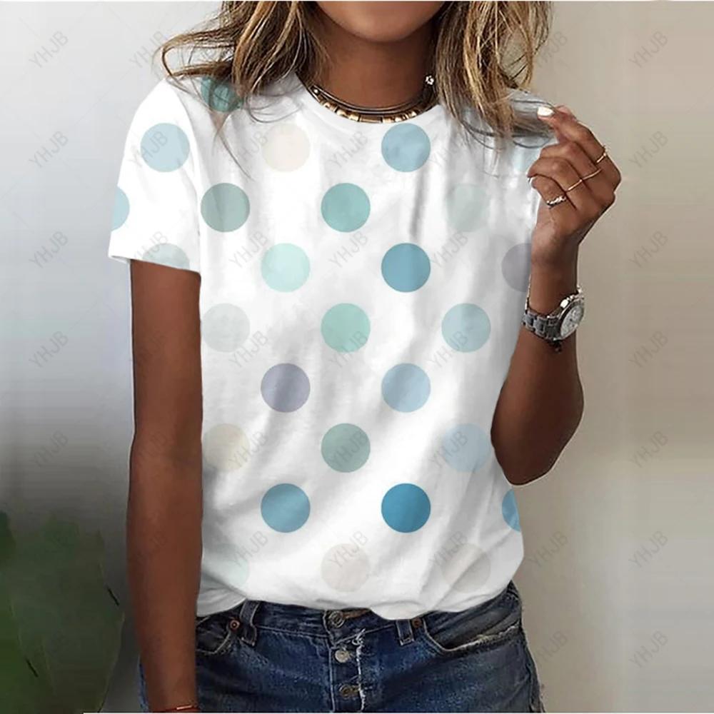 Damen T-Shirts mit Punktdruck, kurzärmelig, 90er-Jahre-Trend, Damen-Print, Grafik-T-Shirt, Damen