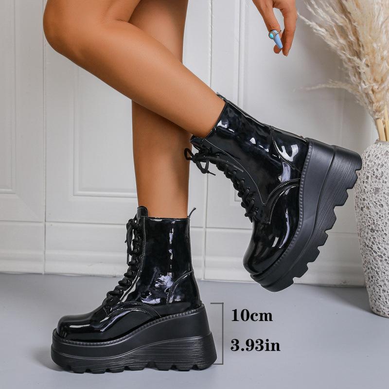 Autumn and winter heel heel heightening shoes muffin sole Martin boots Autumn and winter British style short boots short boots 35