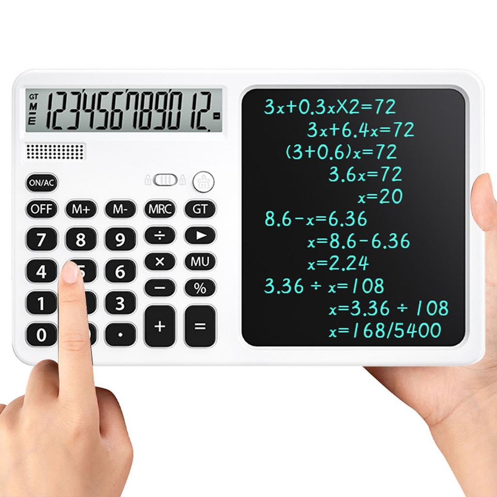 Multifunctional Talking Calculator Rechargeable 12 Digits Large Display Calculator with Notepad Big Sensitive Keys for School Business Work
