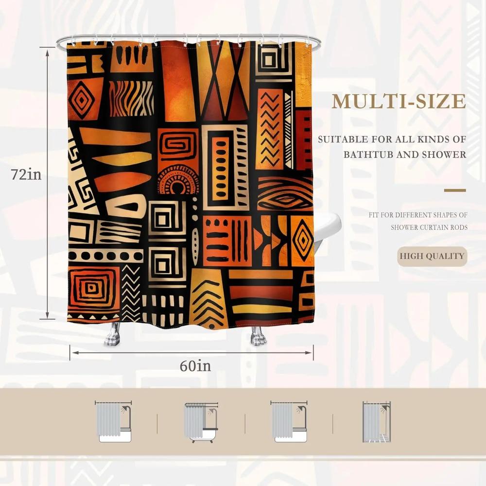 African Abstract Ethnic Printed Shower Curtain Afro Tribal Boho Geometric For Bathroom Decor