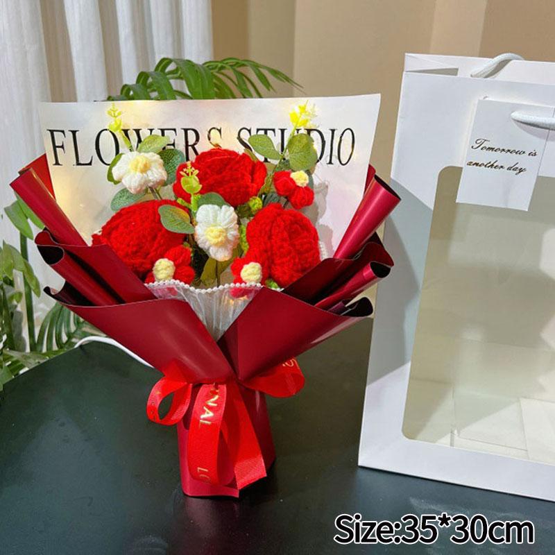 Artificial Flower Crochet Bouquet Eternal Flowers Valentine's Day Graduation Bouquet Wedding Guest Gift New Year Bouquet Flowers