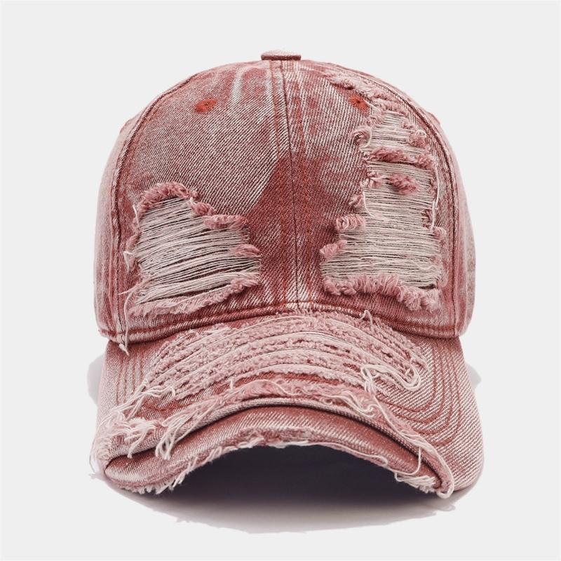 Zerrissener Hut Lange Krempe Distressed Hut Atmungsaktive Baseballkappe Damen Frühling Street Snap Hut Sonnenschutz Camping Wanderhut