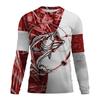 New Men's Outdoor Fishing Long Sleeved T-shirt 3D Fish Pattern Printing  Casual and Fashionable Round Neck Top T-shirt