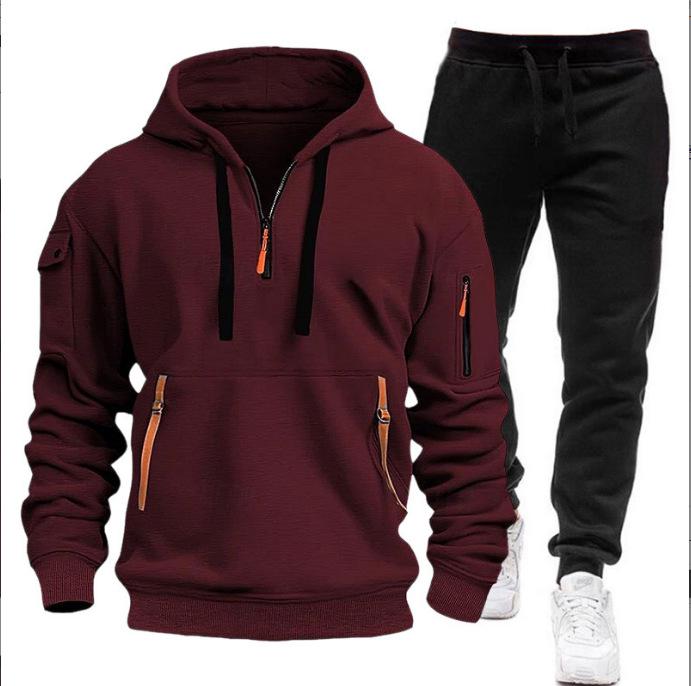 2024 Men's Multi-Pocket Autumn/Winter Sports Hoodie & Sweatshirt Set