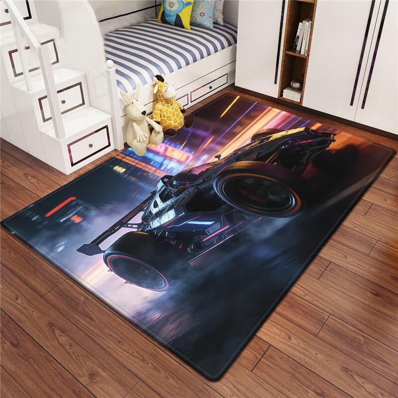 Racing Car Rug Multi-size Anti-Slip Polyester Carpet High-Definition Sport Car Print Modern Living Room Kids Game Room Decor Mat