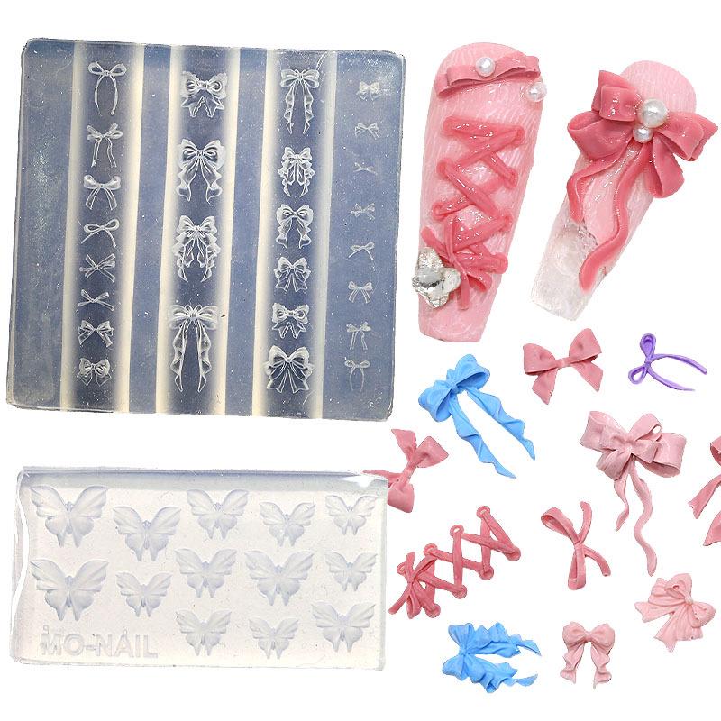 3D Bow Nail Art Silicone Mold - DIY Butterfly Crystal Gel Sculpture Template