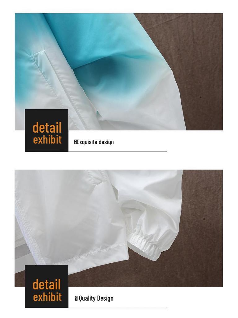 Men's Gradient Print Hooded Sun Protection Jacket - Trendy Summer Long Sleeve Outerwear