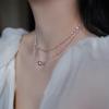 Pink Purple Crushed Silver Natural Baroque 3-4mm Extremely Small Pearl Necklace Necklace Necklace for Women