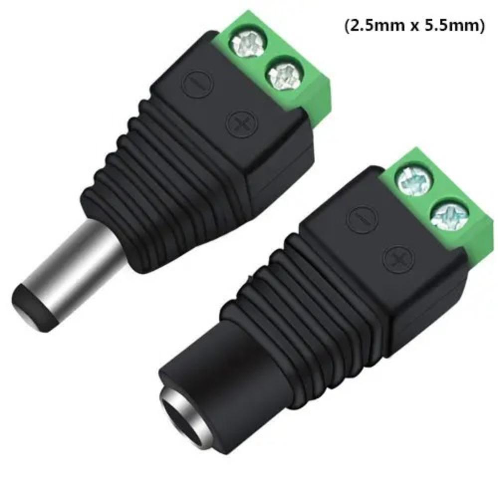 12V DC Power Connector 5.5mm x 2.5mm Power Jack Adapter 100 Pairs/100PCS For Led Strip CCTV Security Camera Wire Ends